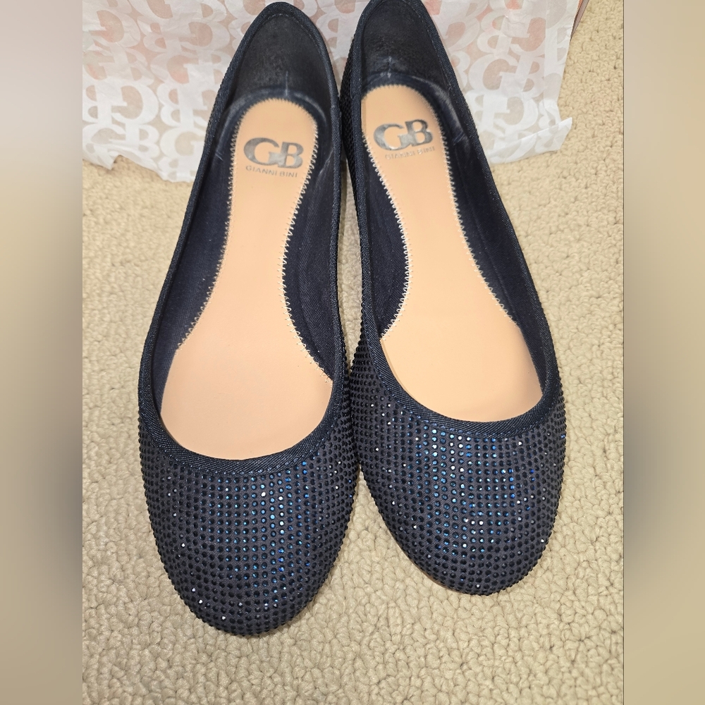 Navy blue blingy flats